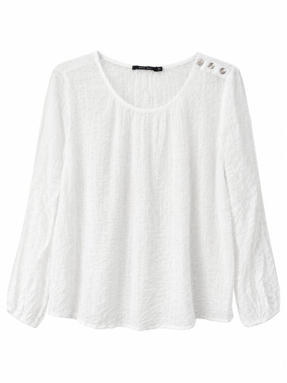 Doe & Rae White Textured Boho Long Sleeve Blouse Large